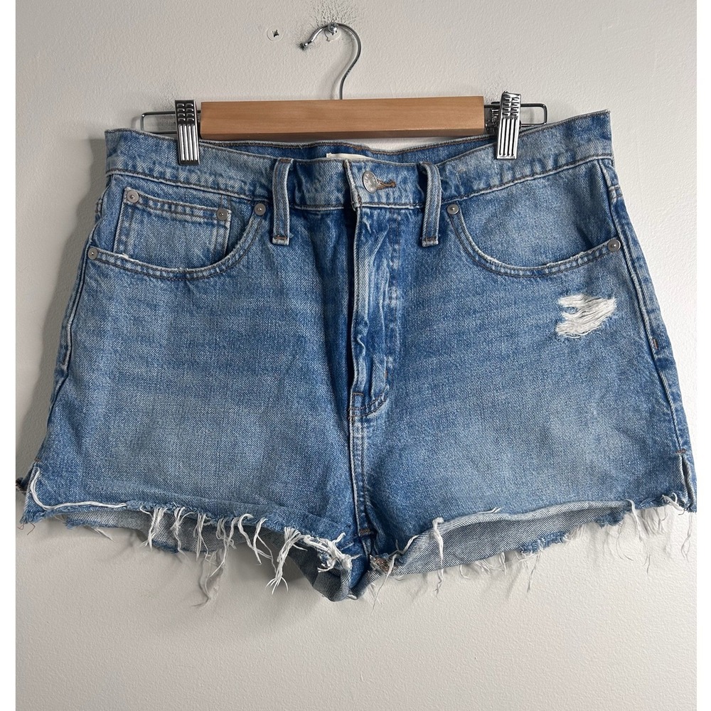 Madewell Relaxed Denim Shorts Womens 29 Light Wash Distressed Raw Hem Classic